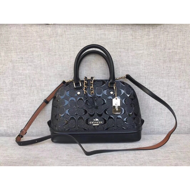 COACH Mini Sierra Satchel in signature debossed patent leather, Luxury,  Bags & Wallets on Carousell