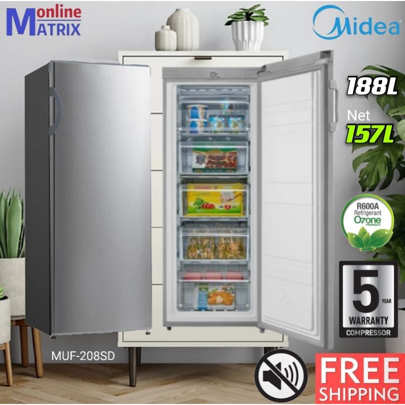 Midea Upright Freezer 188L/157L MUF208SD Shopee Malaysia