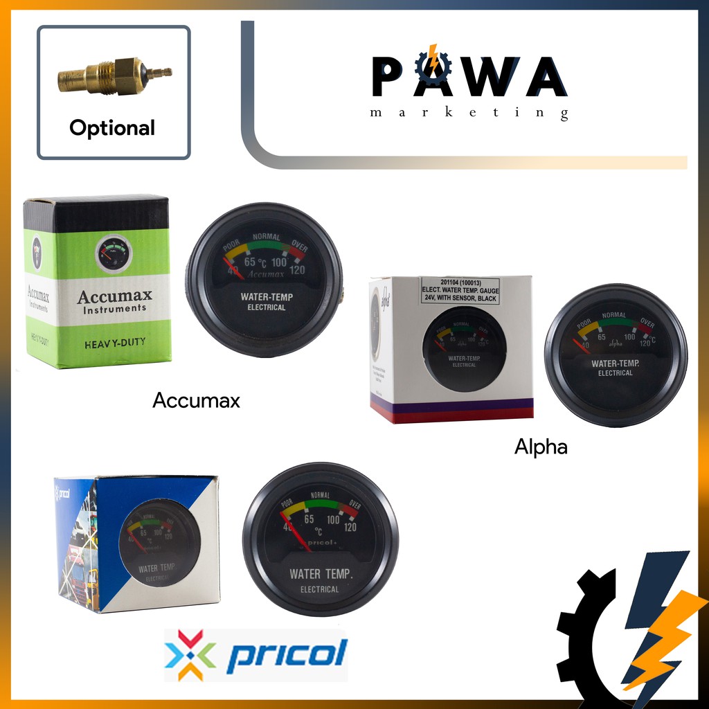 PRICOL ACCUMAX 100% Authentic 52mm Heavy Duty Car Monitor Water Temp ...