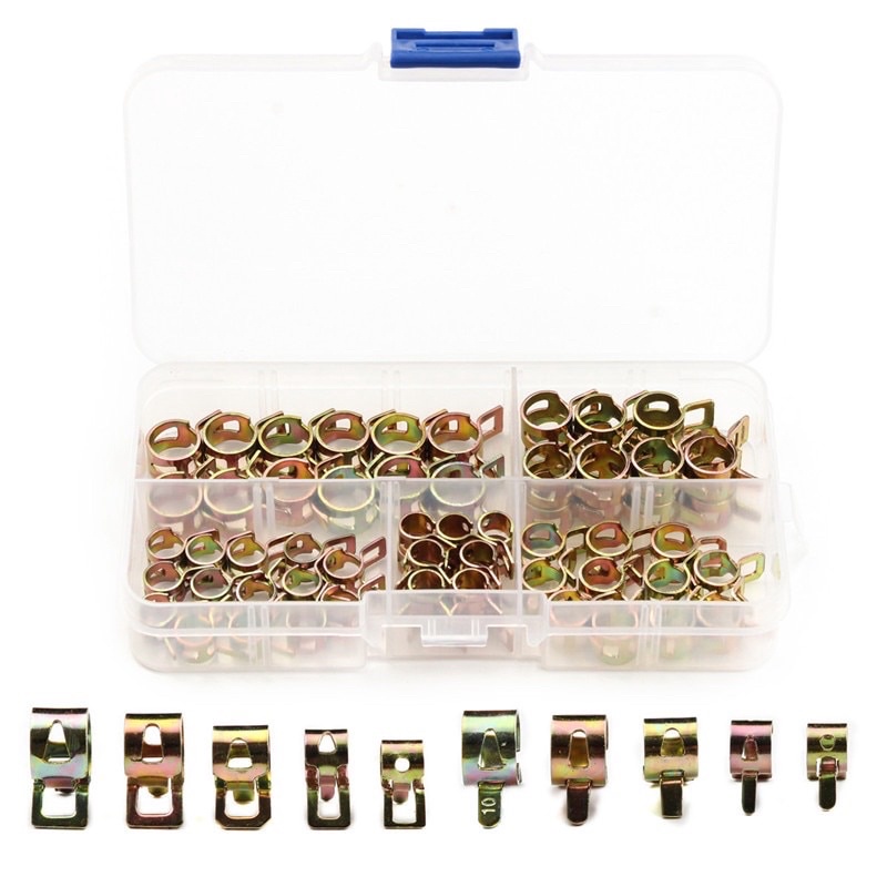 100pcs Set Of Hose Spring Clip Water Pipe Air Tube Clamp Fastener 6mm