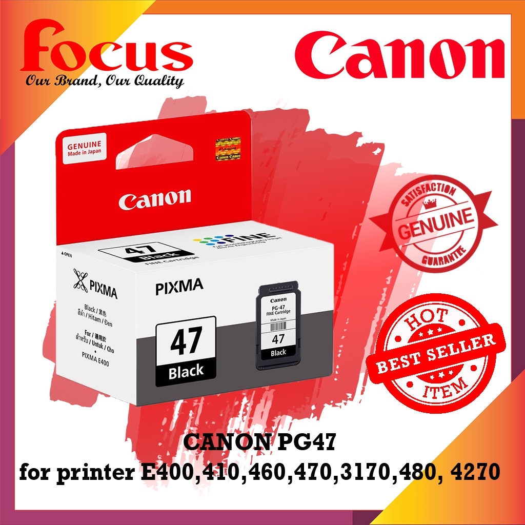CANON PG47 BLACK INK CARTRIDGE 15ML [For Printer Canon E400,E410,E460