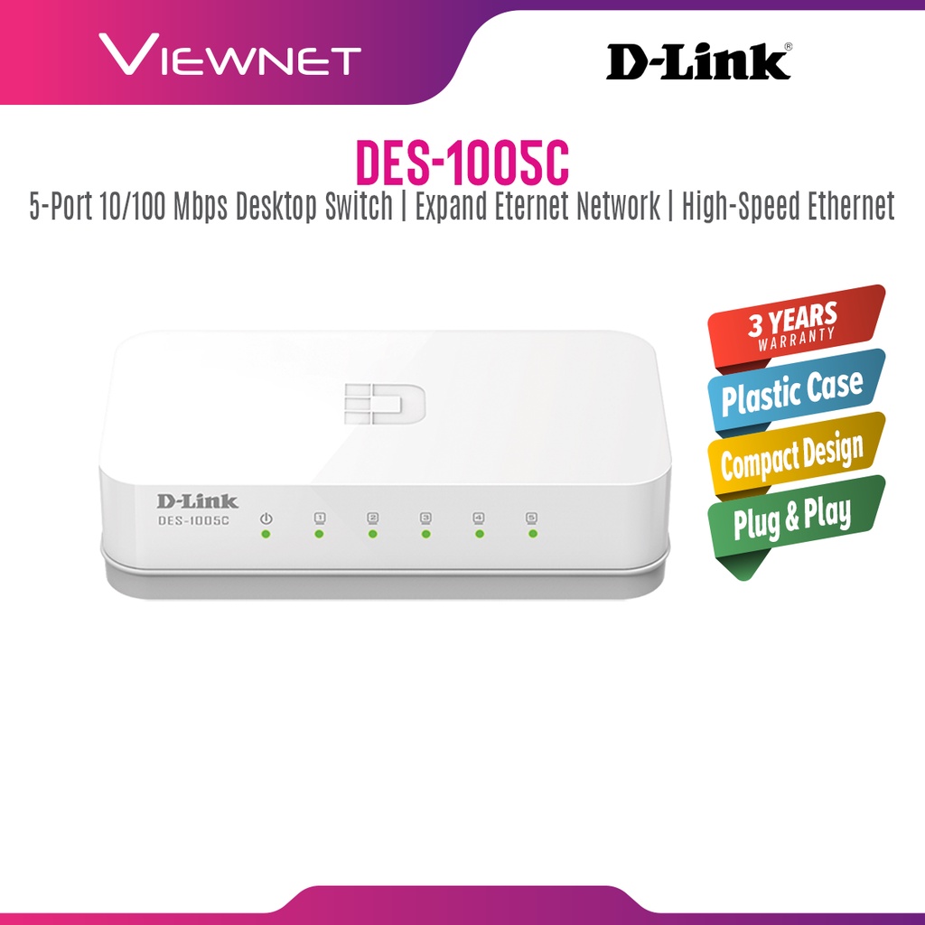 D-Link DES-1005A/DES-1005C 5-Port Fast Ethernet Desktop Switch In ...