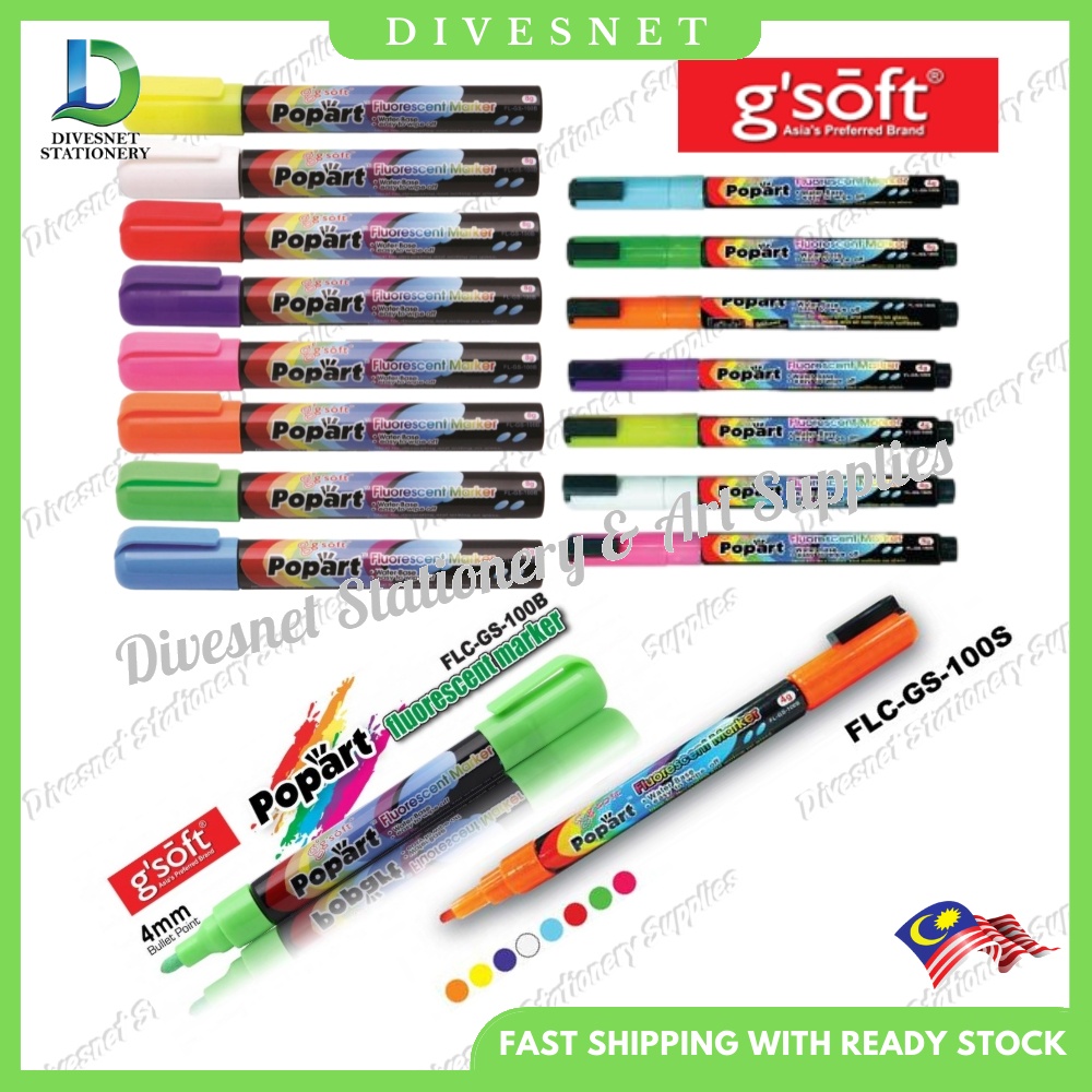 G-Soft Pop Art Fluorescent Marker FC-GS100 - 8 Colors | Shopee Malaysia