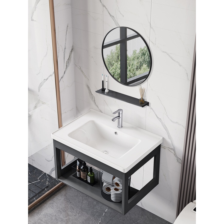 Ceramic Wall-Mounted Wash Basin Cabinet Combination Wall-Mounted ...