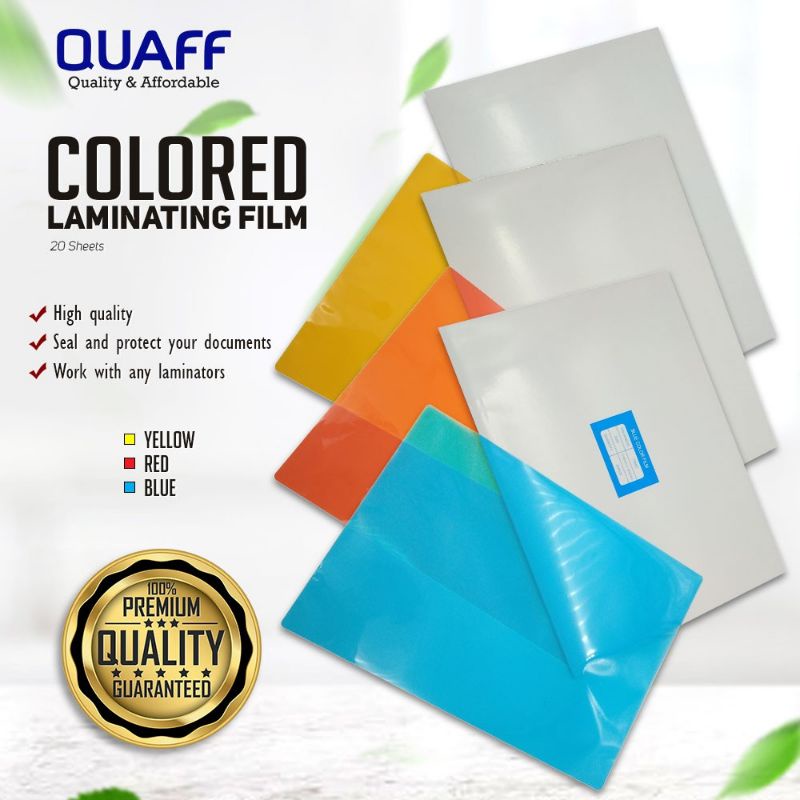 Colored Laminating Film A4 Size 75 Microns 20 Sheets Per Pack 