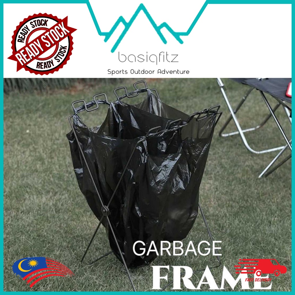 Outdoor Picnic Camping Garbage Frame Bin Rubbish Bin Rack Sampah ...