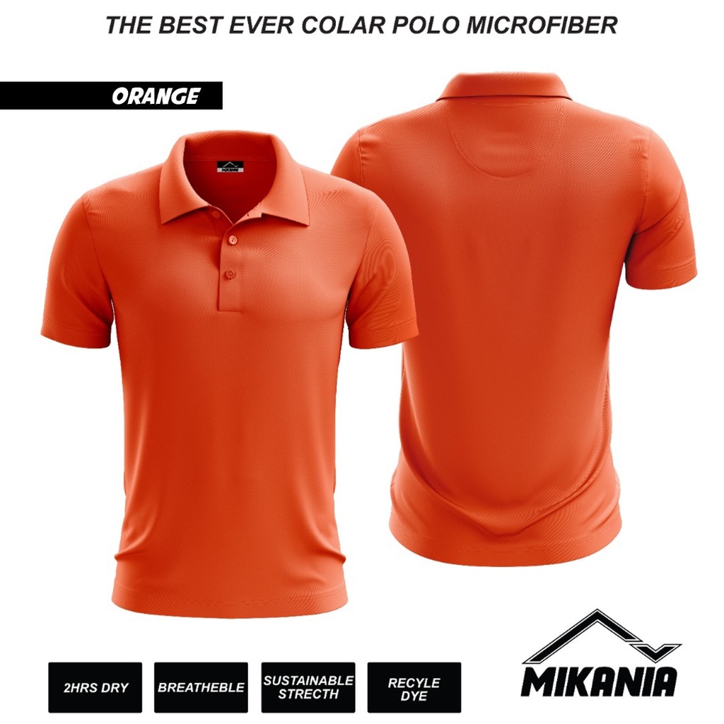 Orange Polo Microfiber Plain Jersey Collar Tshirt Jersi Tshirt