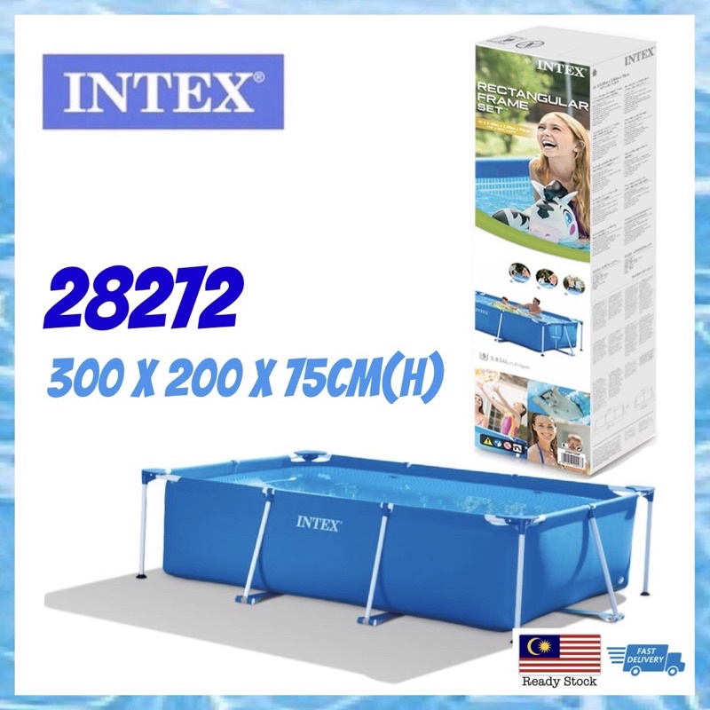 Local Stock INTEX 3.0M x2.0M Outdoor Large Easy Set Rectangular Frame ...