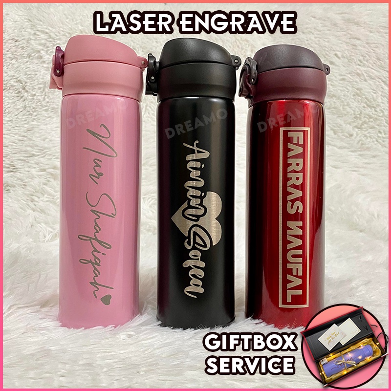 Thermos Laser Engrave Custom Design Name Botol Air Nama Gift Giftbox ...