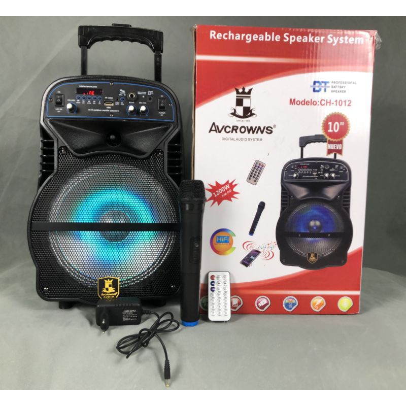 ORIGINAL Karaoke Avcrowns CH-1012 Bluetooth Trolley Speaker 1200W Black ...