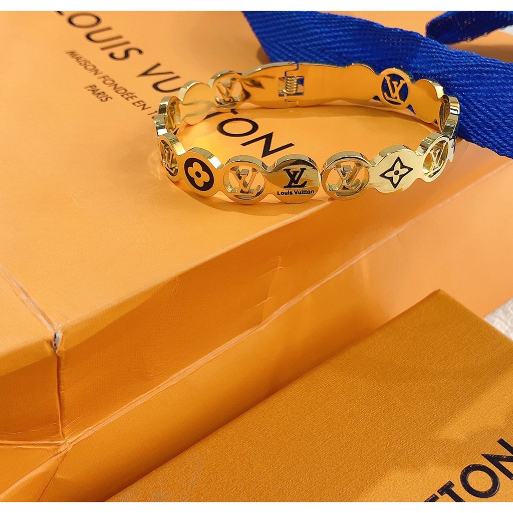 LV Bangle Bracelet Fashion Hollow Letter Logo Four-leaf Clover Bracelet  Women's Jewelry