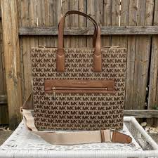 Michael Kors Kenly Large North South Tote Bag Lagoon Blue Brown MK