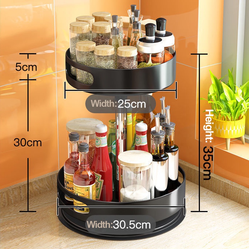 360 Metal Rotating Kitchen Rack Rotate Kitchenware Organizer Seasoning ...