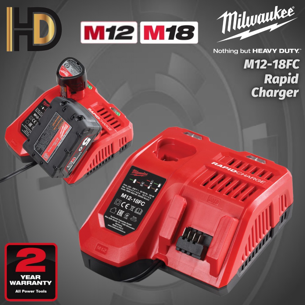 Milwaukee M1218FC Rapid Charger / M12 M18 Fast Charger / 2 Year