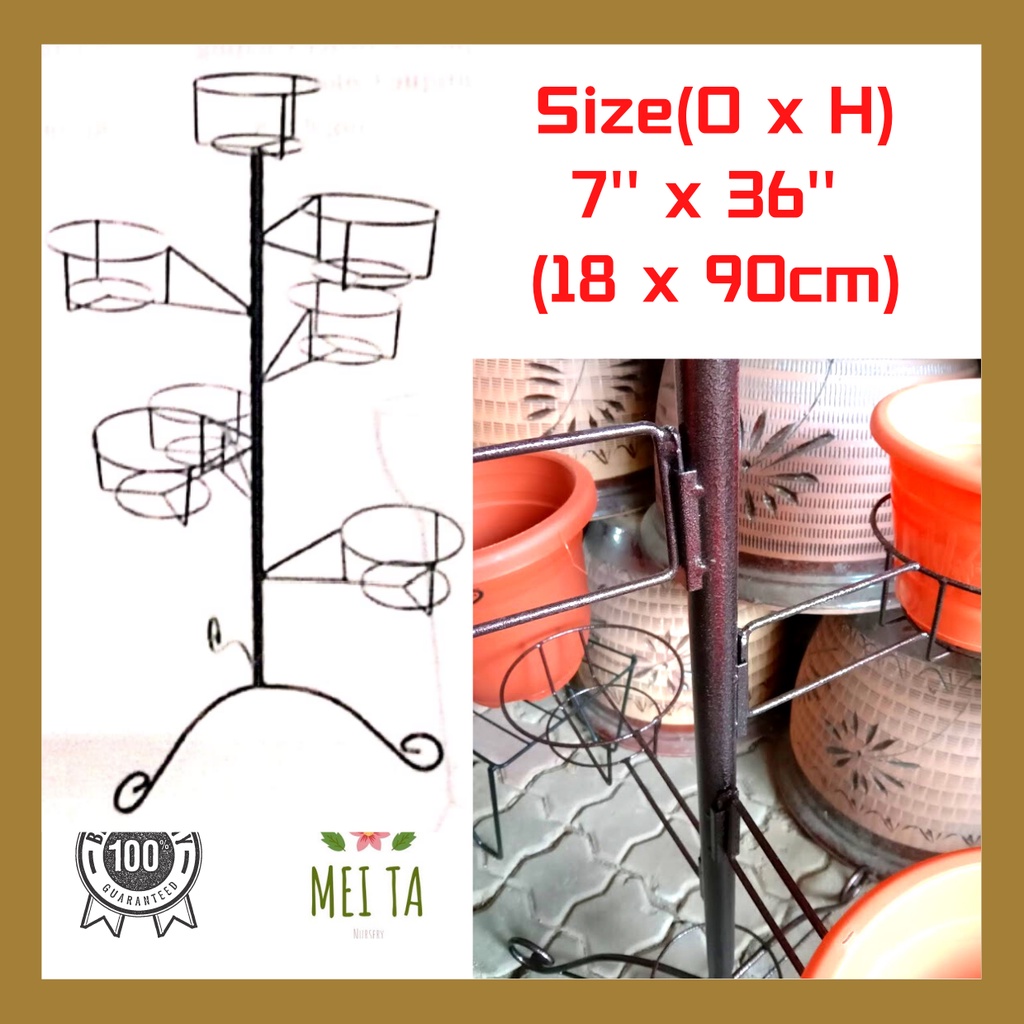 7 Pots Kaki Pasu Besi Bunga Flower pot rack stand Iron 花盆支架 Gardening ...