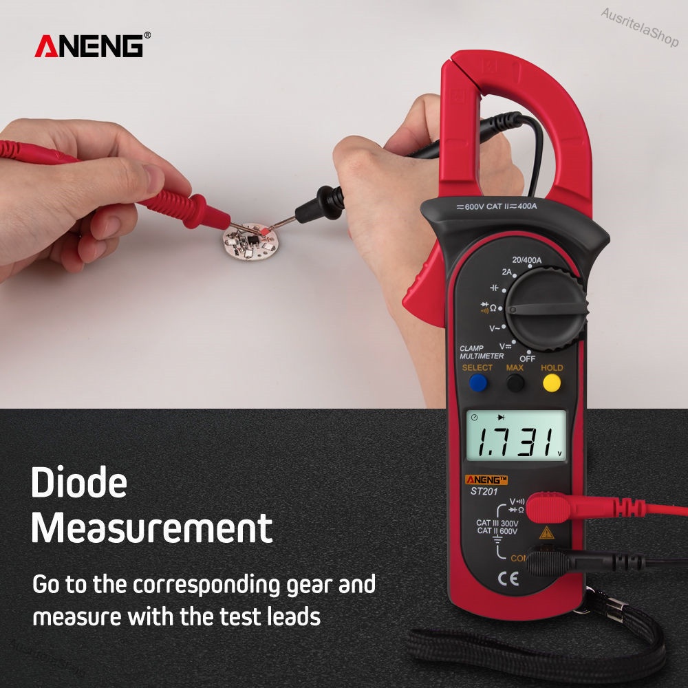 ANENG ST201 Digital Clamp Multimeter Ammeter Transistor Tester Voltage