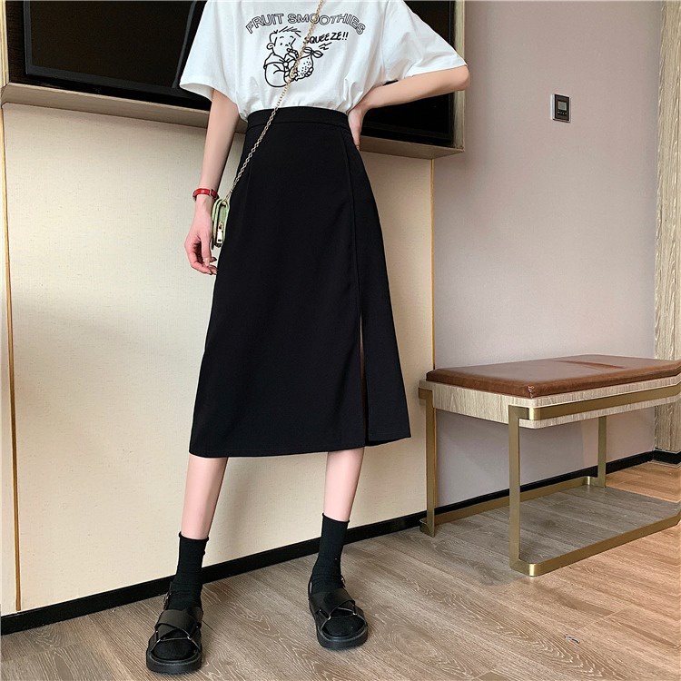 6401-A-line Skirt Women's Summer High Waist Drape Mid-length Design ...