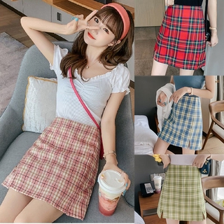 Plaid Skirt Slim Safety High Waist Skirt Line Skirt Japanese Style