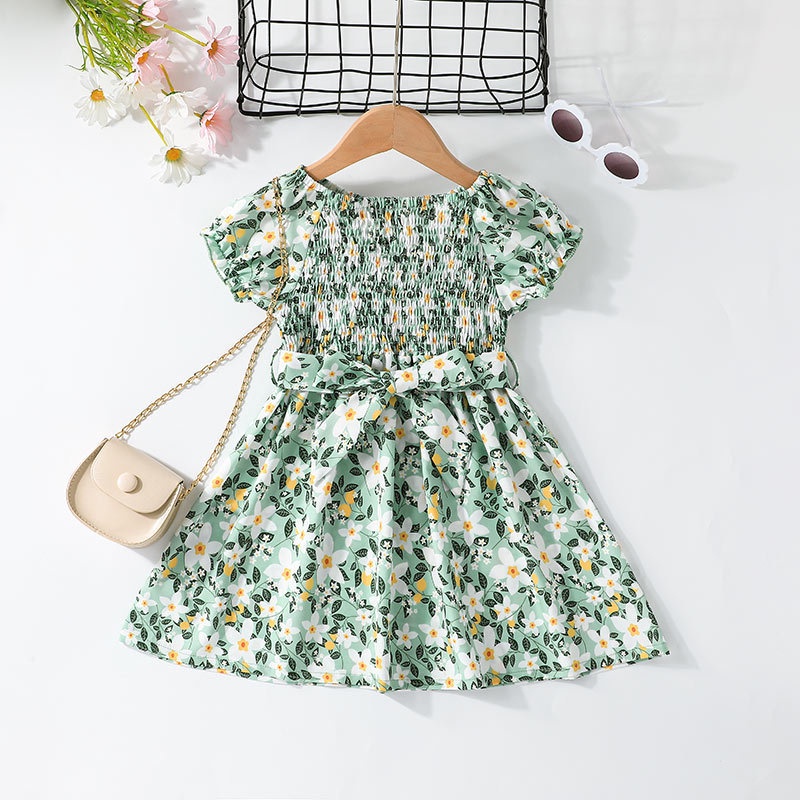 Vintage Korean Style Floral Long Sleeve 2 Pcs Baby Girls Dress & Legging Set  Baju Budak Perempuan Kids Clothing QY169