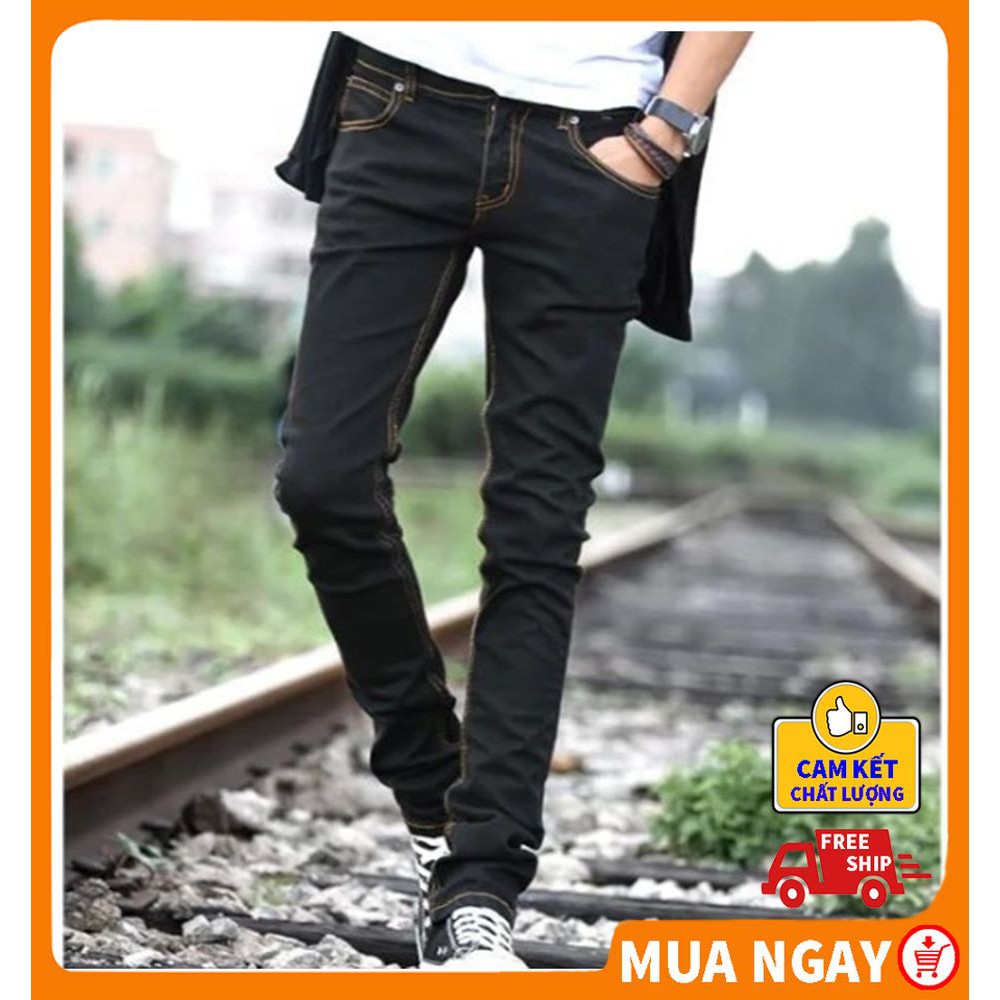 Men's jeans Cheap, beautiful, high-end fashion non-ripped black jeans ...