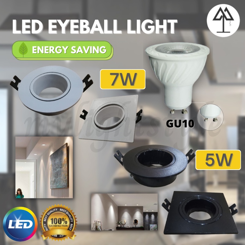 Led Gu10 5w 7w Eyeball Light Casing Spotlight Recessed Downlight Frame