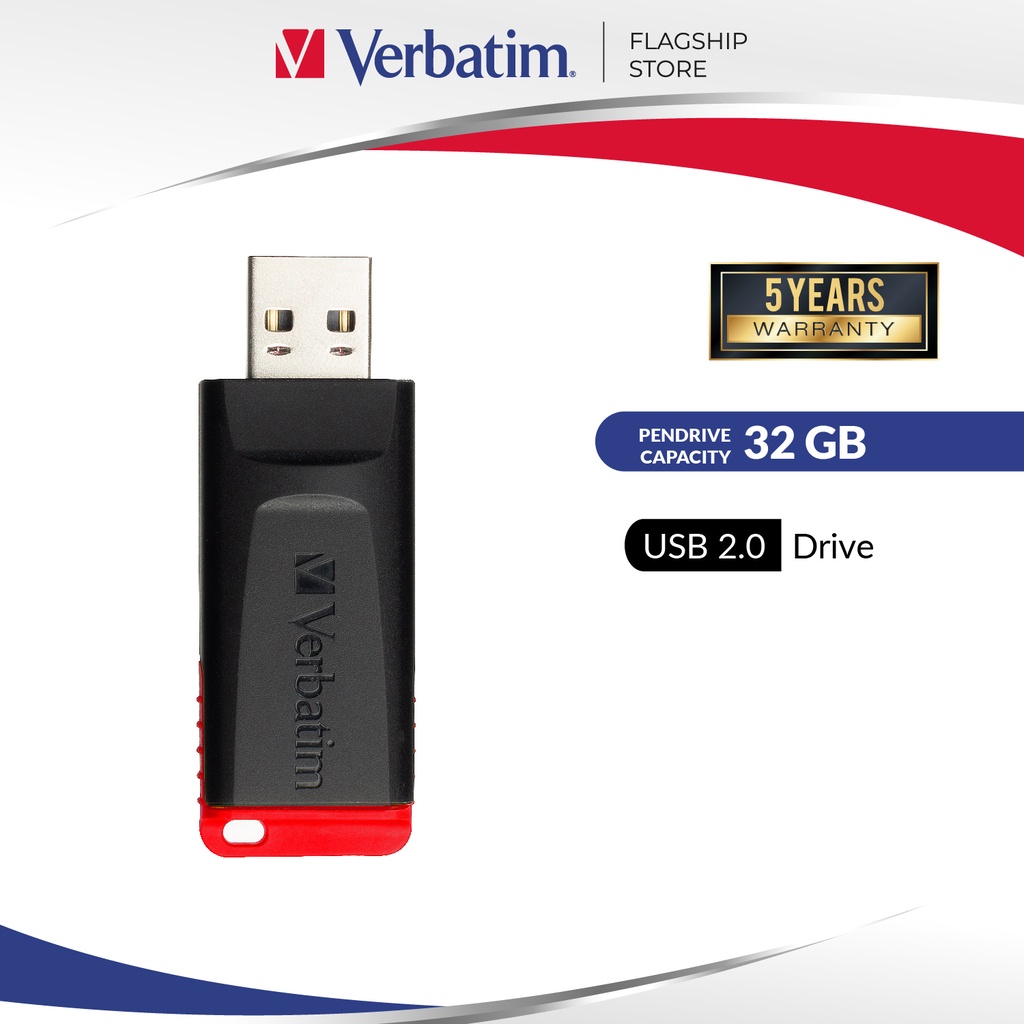 melodi fysisk kyst Verbatim New Slider USB 2.0 Flash Drive/Pendrive (16GB/32GB/64GB) [ 65925,  65926, 98698 ] | Shopee Malaysia