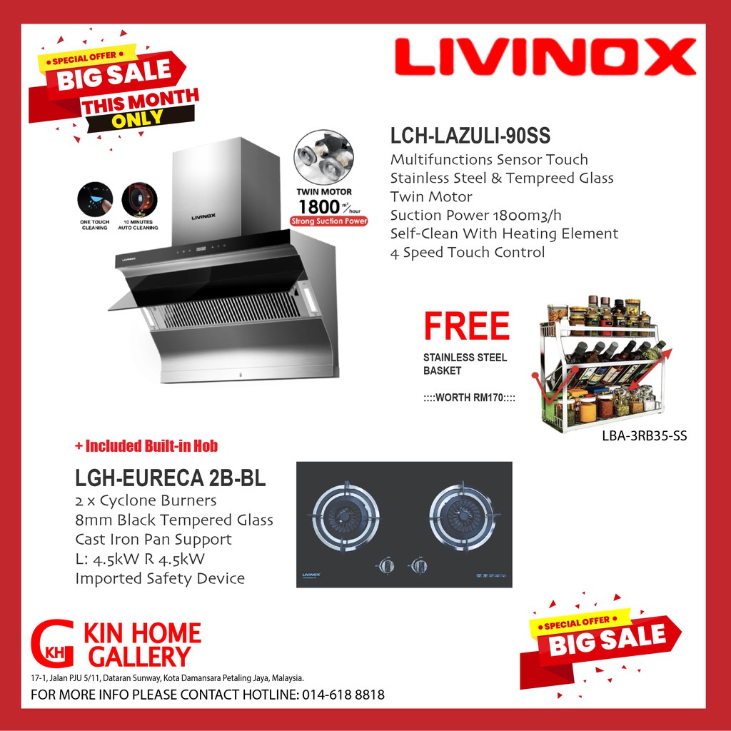 LIVINOX COOKER HOOD LCH-LAZULI-90SS (1800m3/h)