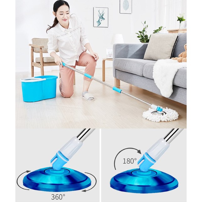 Telescopic Triangle Squeegee Mop 360 Rotatable Adjustable Cleaning Mop for  Tub/ Tile/ Floor/ 130CM Handle Reusable Spin Mop