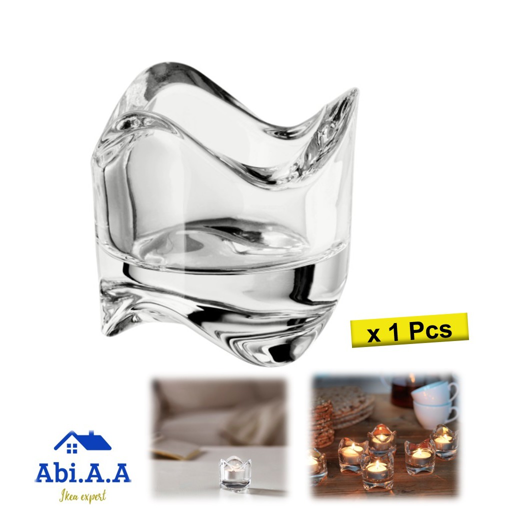 IKEA VÄSNAS / VASNAS TEALIGHT HOLDER CLEAR GLASS BEKAS LILIN UNTUK