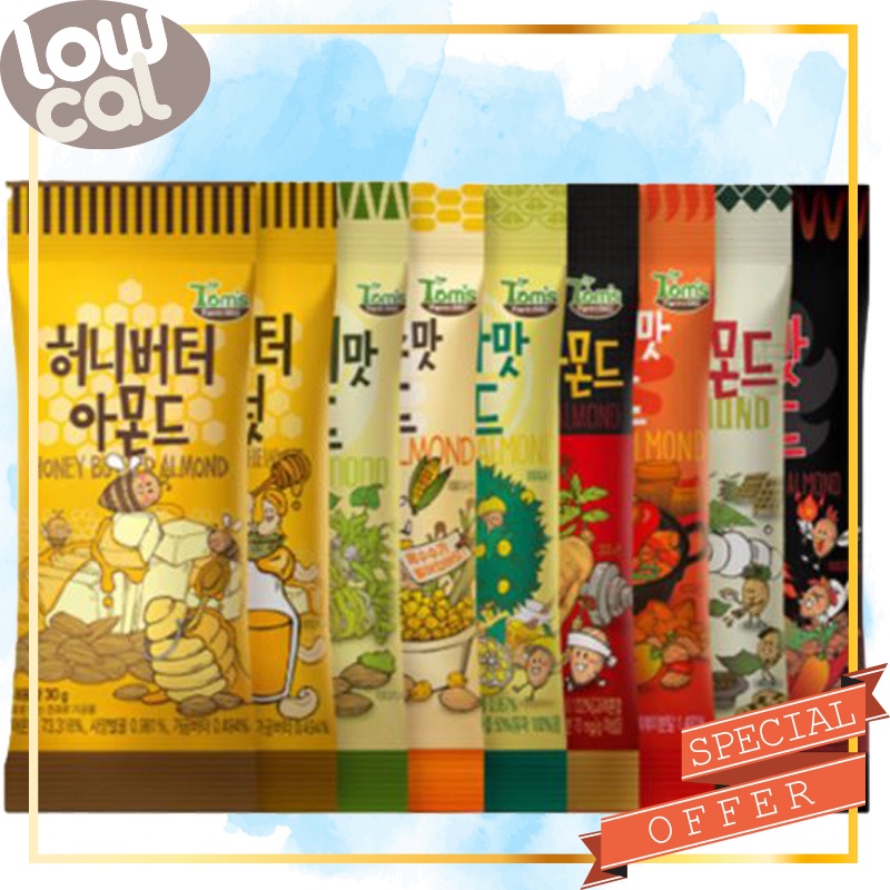 Gilim Tom's Farm Honey Butter Almond 30g All Favors Wasabi, Corn, Laver