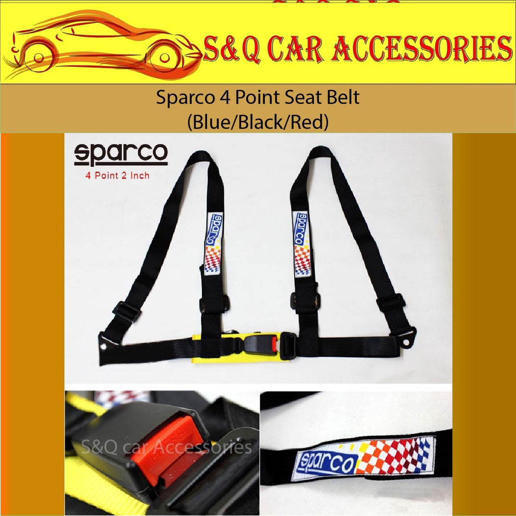 Sparco 4 Point Seat Belt (Blue/Black/Red) Shopee Malaysia