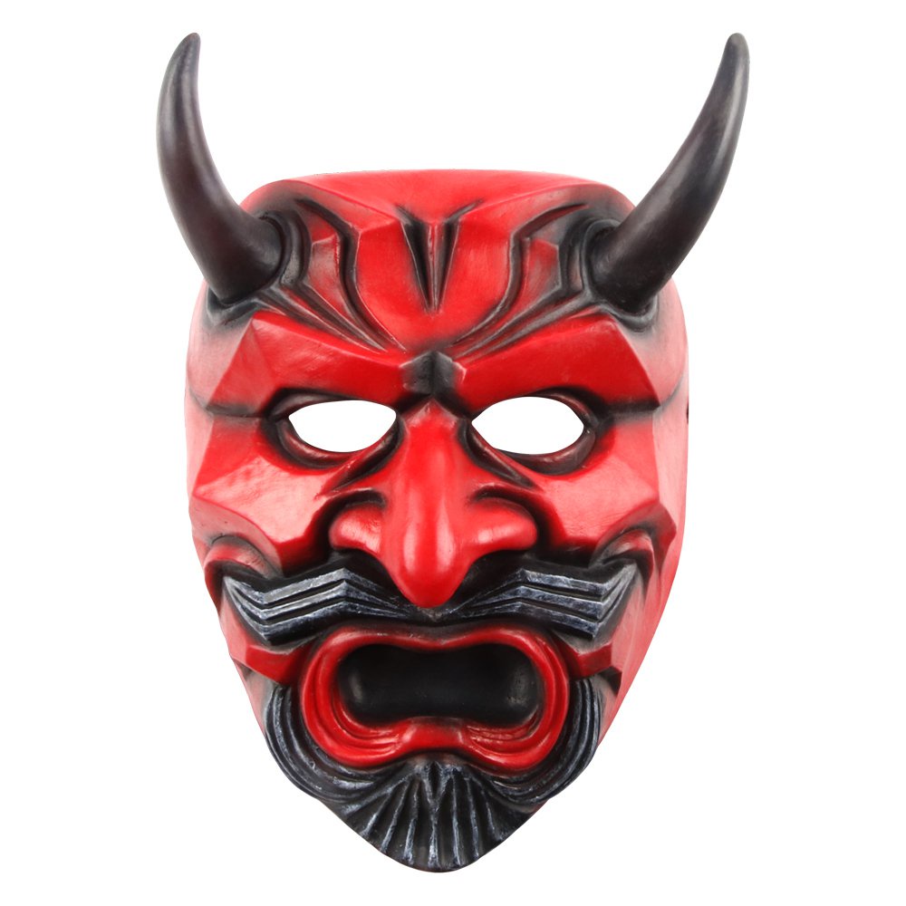 MaskPrajna MaskCOSJapanese Mask Pendant Red Devil Ghost Face Fangya ...