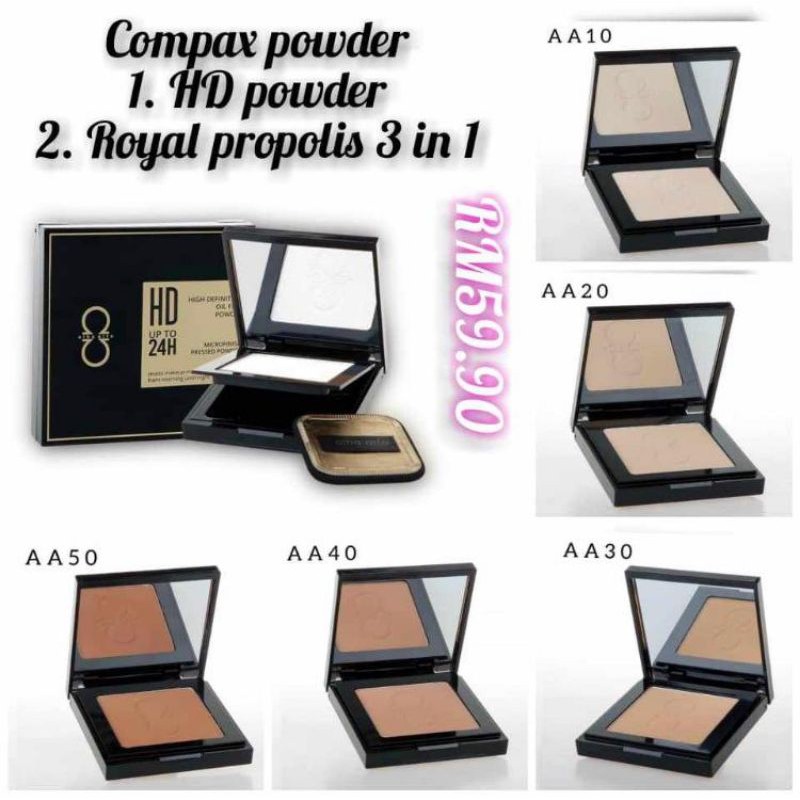 (ORIGINAL HQ) Alha Alfa Compact Powder Foundation HD Pressed Powder