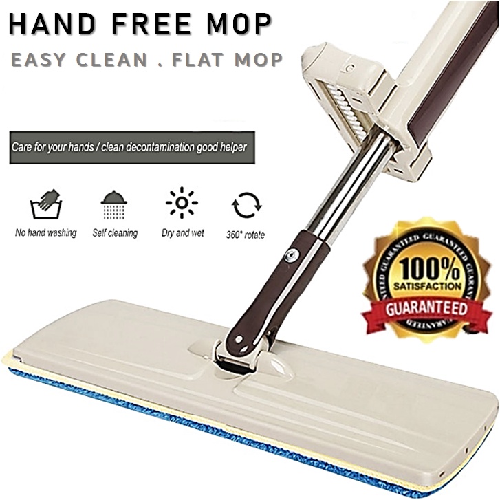 Hands Free Self Wringing Squeeze Microfiber Spin Push Mop Clean Tool Mop