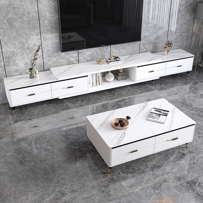 TV Telescopic slate coffee table TV combination modern minimalist light luxury