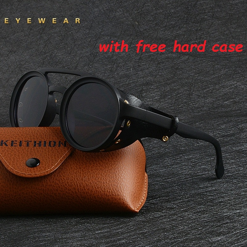 Mens round sunglasses outlet with side shields