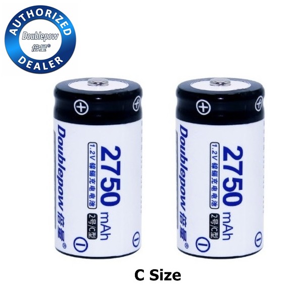 Doublepow C Size 2750mAh NiCD 1.2V 2pcs Rechargeable Batteries Charger