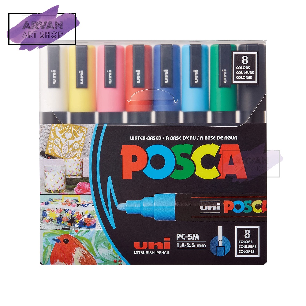 Uni POSCA paintmarker PC-5M, 1,8 - 2,5 mm, etui van 4 stuks in fluo