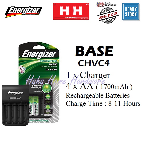 Official Original Energizer Recharge Base Maxi Pro Includes 4x Aa