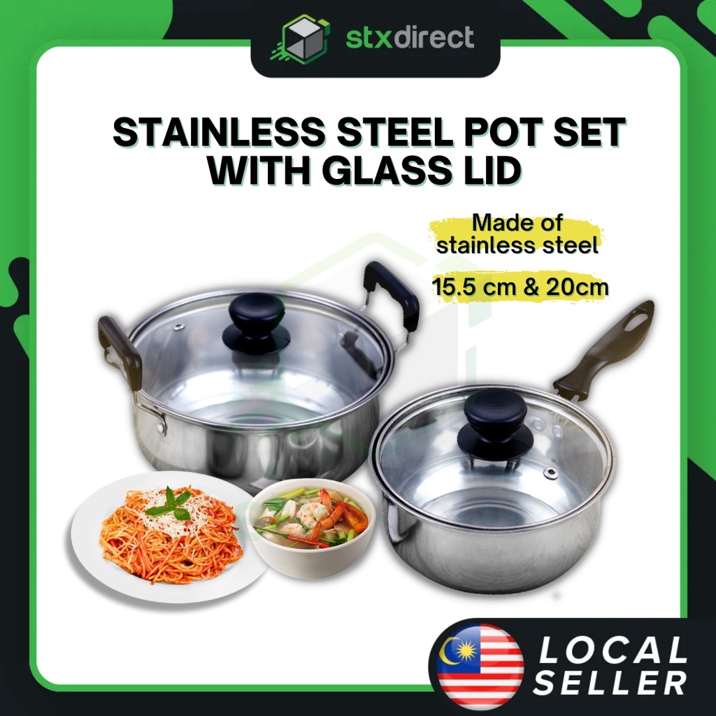 Set Periuk Keluli Tahan Karat 4 Piece Stainless Steel Pot Set with ...