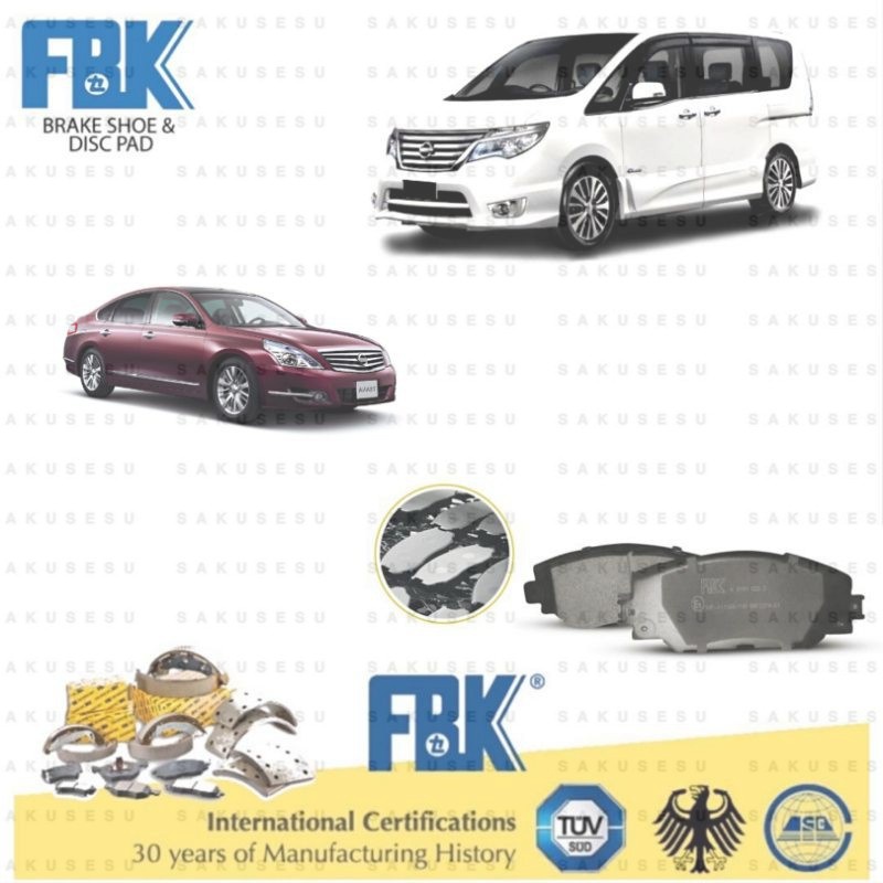 FBK Disc Brake Pad Rear FD1244MS - Nissan X-trail T30 T32 Teana 2008 ...
