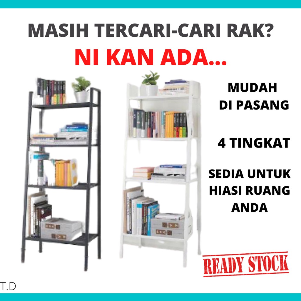 [READY STOCK] CARBON STEEL METAL RACK HOME DECO RAK / 4 TIER / TABLE ...