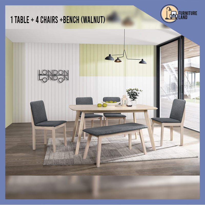 Furnitureland 4 Ogive Dining Chair + 1 Fendi Bench + 1 Mitti Table