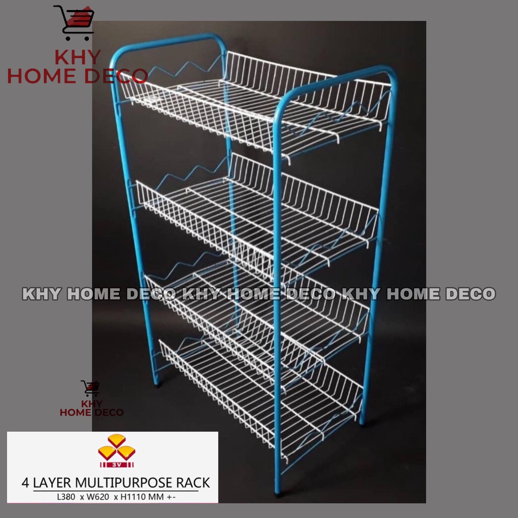 (Ready Stock)3V 4-Tier Rack Kitchen/Multipurpose Rack/Rak Dapur/ Baju ...