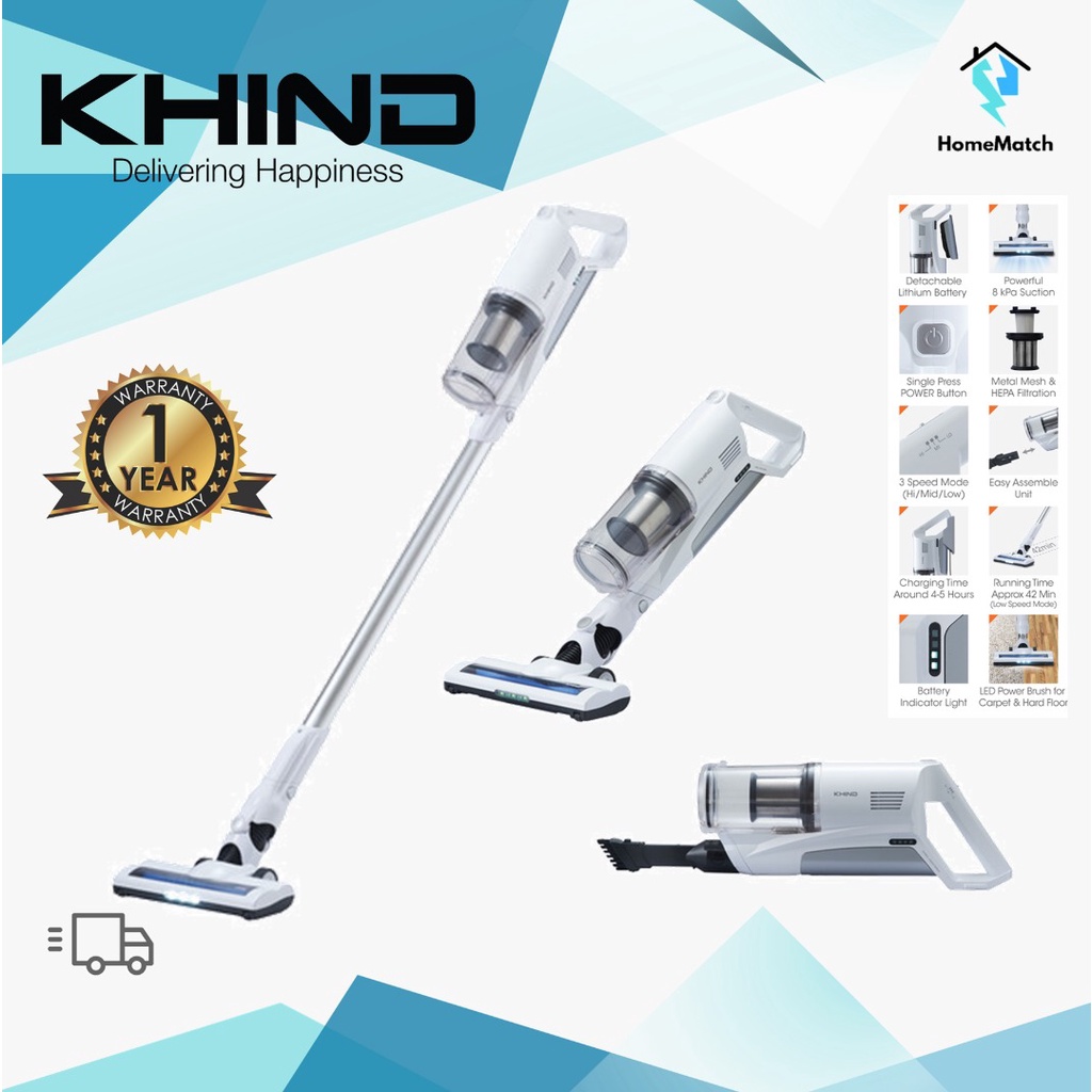 Khind VC9691 Rechargeable Cordless Vacuum Cleaner Stick & Handheld