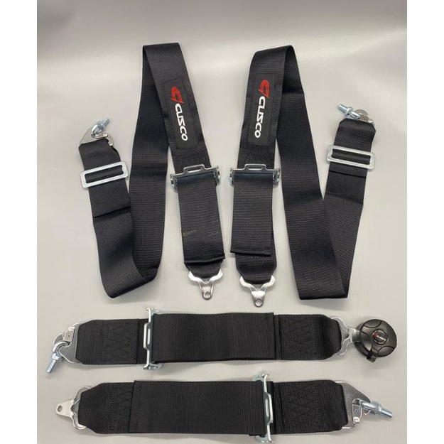 2 Pack ANNX Black 4-Point Adjustable Racing Seat Belts With Harness Shoulder Straps & Hardware