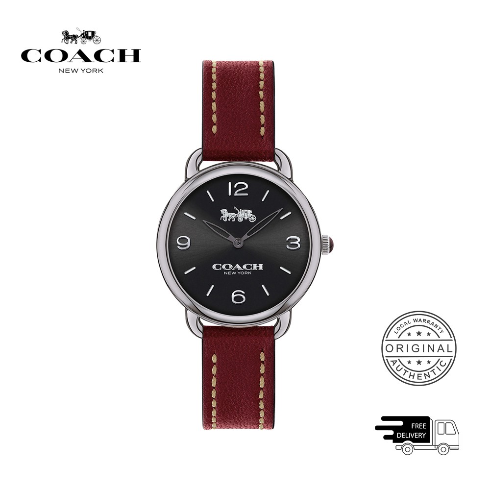 Coach Delancey Slim Silver Dial Gold Steel Strap Watch For Women - 14502782