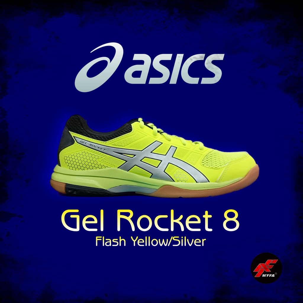 Badminton Shoes ASICS Gel Rocket 8 men 6 uk Flash Yellow Silver Shopee Malaysia