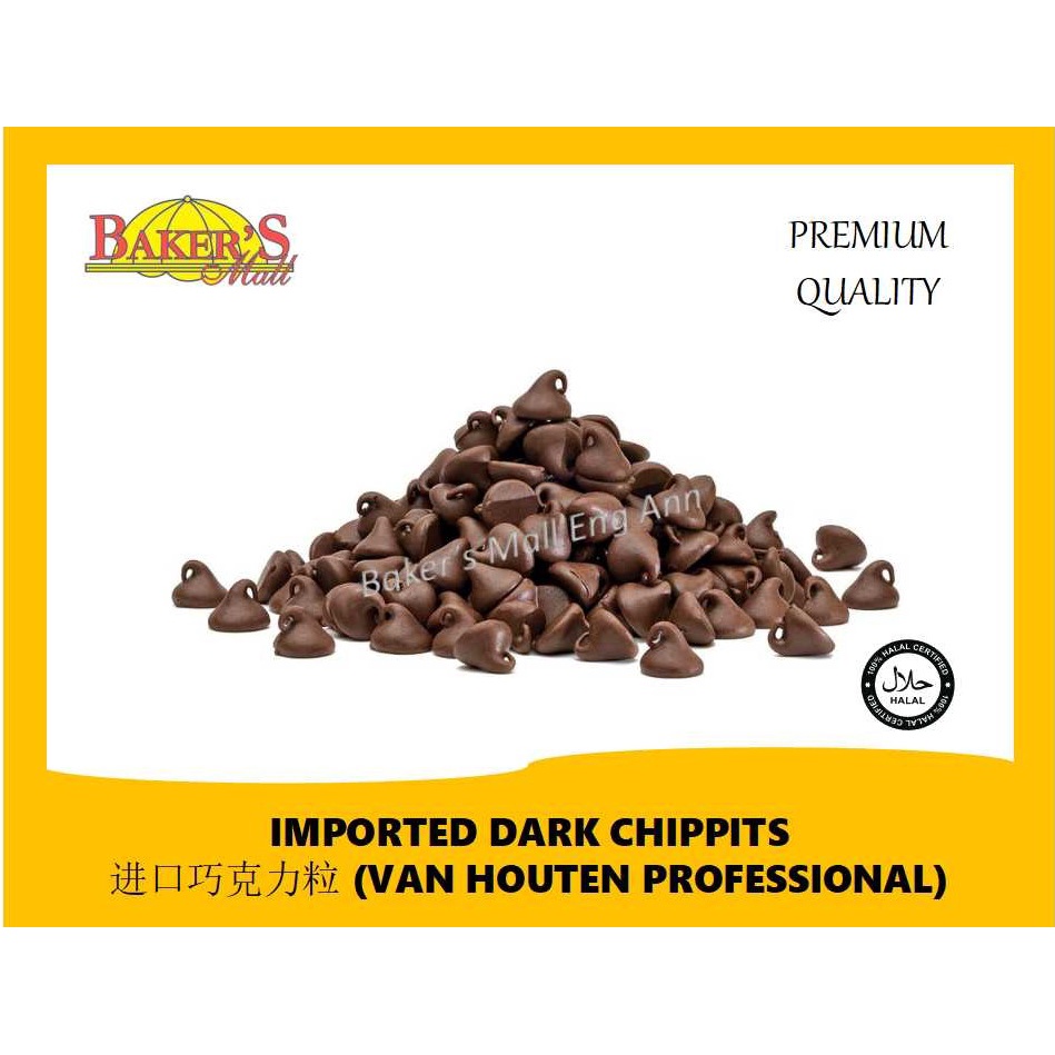 Imported Dark Chocolate Chippits 进口巧克力粒 Cip Coklat (Van Houten ...