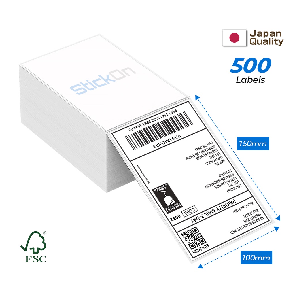 A6 Direct Thermal FSC Stack Waybill Shipping Labels Consignment Note
